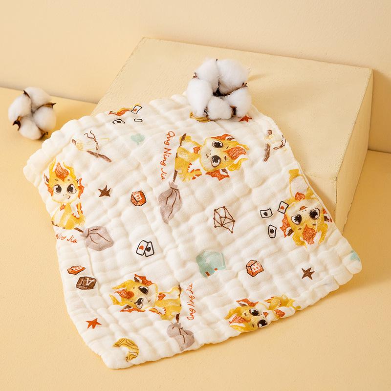 Pure Cotton Baby Washcloth - Soft Cartoon Infant Face Towel, Saliva Towel, Newborn Small Square Towel