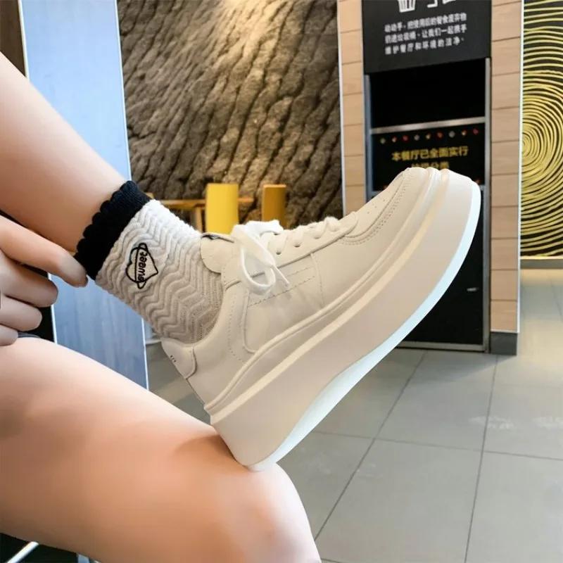 Modă Pantofi Noi de Skateboard pentru Femei Adidași Albi Adidași cu Platformă Femei Pantofi Vulcanizați din Piele pentru Femei Primăvară Tenis Femme