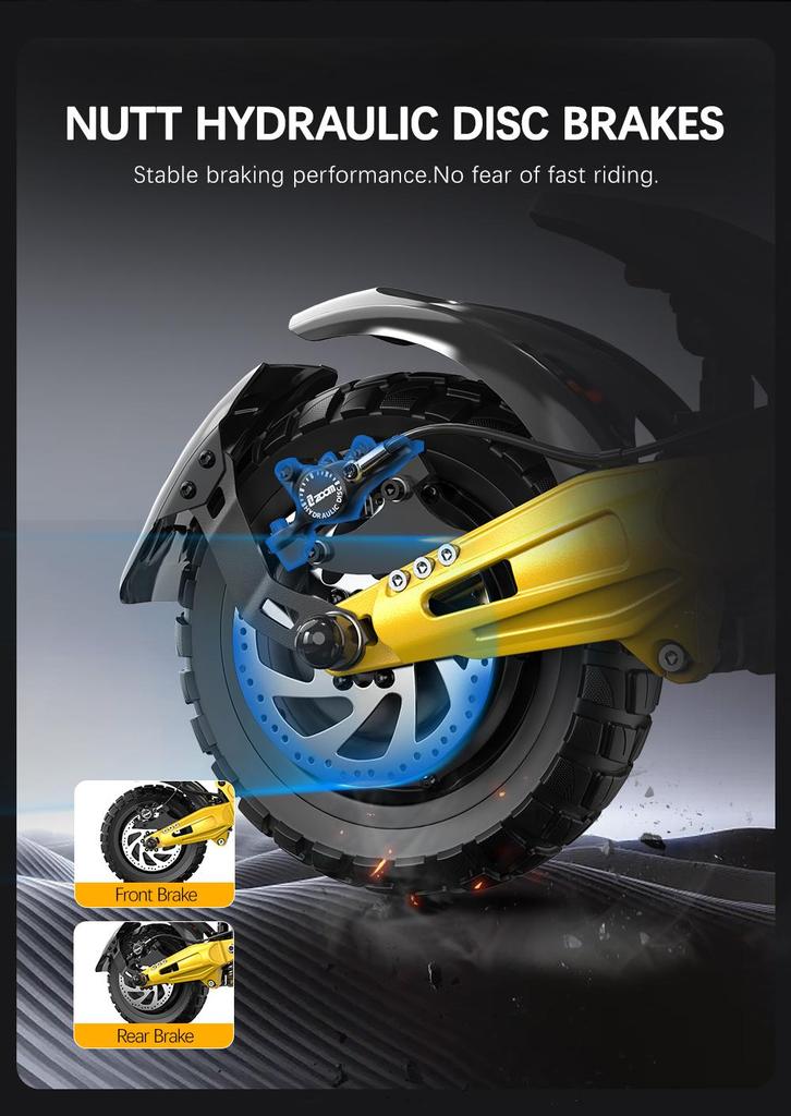 Terräng elektrisk scooter OOTD S30 10" Hjul 1200W*2 Dubbelmotor 52V23.4Ah Batteri 65km/h Maxhastighet 60km Max Räckvidd App-kontroll