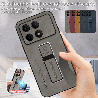 Für Xiaomi Redmi K70 Pro Hülle Silikon Stoßfest Leder Handyhülle Für Redmi K70 K 70 Pro Auto Magnetischer Aufsteller Rückseite