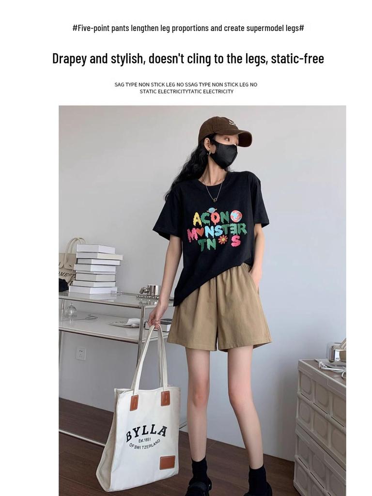 Women's High-Waisted Cotton Linen Summer Shorts - Slimming, Loose, Straight-Leg, Five-Point Casual Pants 2025