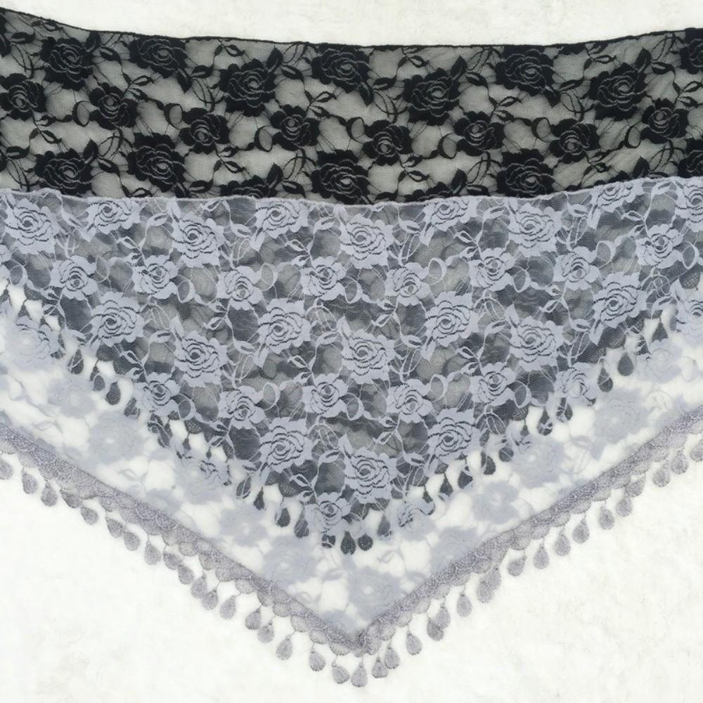 Elegant Lace Flower Tassels Lace Head Scarf Embroidery Head Cover Bridal Veils Catholic Chapel