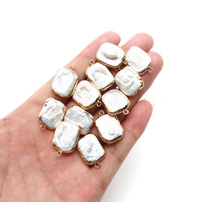 1Pc Artificial Pearl Pendant, Handmade Irregular Square Charms for DIY Women Men Necklace Bracelet Anklet Jewelry Accessories Craft Supplies 16×22 Cm