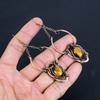 Tiger's Eye 999 Copper Wire Wrapped Earrings, Handmade Gemstone Earrings, Gift For Mom Antique Jewelry
