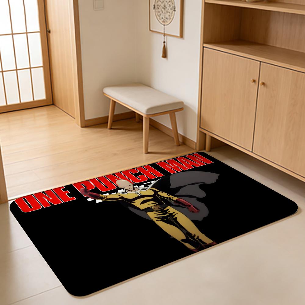 ANIME O-One Punch Man Floor Mat Absorbent Floor Mat Non-Slip Entrance Rug for Bathrooms Restrooms and Toilets