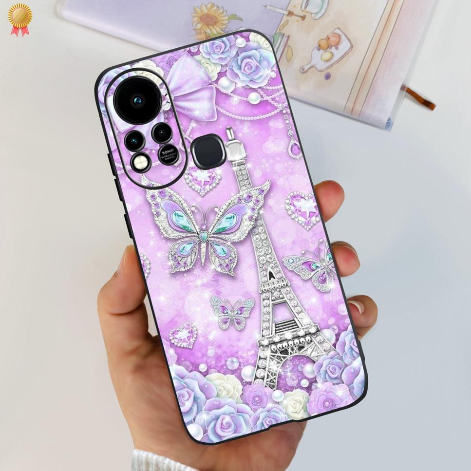 For Infinix Hot 11s Case Back Cover Clear Cute Cat Black Soft Silicone Coque For Infinix Hot11S Hot 11S Phone Case Bumper Fudna