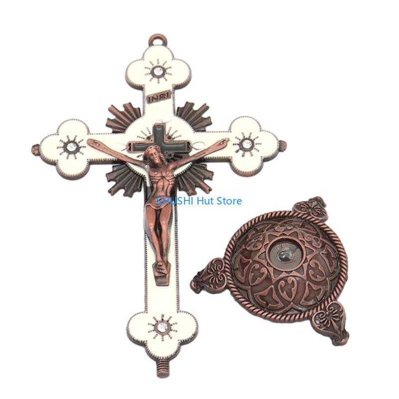 Metal Desktop Crucifix Christian Catholic Ornament Home Church Pray Ornaments Souvenir Desktop Display Ornaments D57B