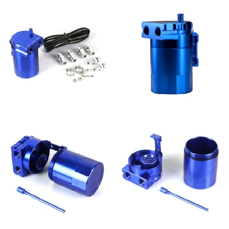 Universally Baffled Aluminum Oil Catch Can Tanks 2-Port Reservoir with Drain Valves Breather Cylinders Filter