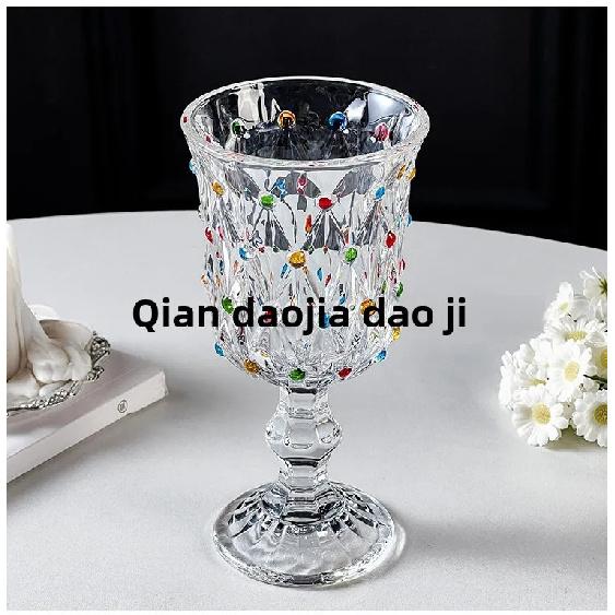 Elegant Glass Champagne Cup Set Creative Hand-Painted High-Aesthetic Value Red Wine Glasses French Style Beverage Accessories
