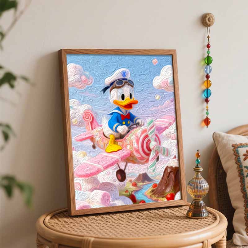 Disney Donald Duck Candy Airplane Digital Oil Painting Art Kit Handmade Coloring Painting Home Decor