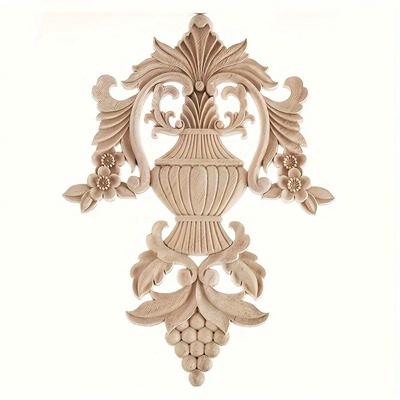 1 Pezzo Intarsio Intagliato in Legno Applique Intaglio Legno Decalcomania Arredamento Letto Porta Armadio Non Verniciato(29x26cm/11.42x10.24inch)