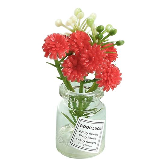 

Miniature Resin Flowers in Vase Set Dollhouse Decor with Realistic Details, Small Floral Decorations for Car Desk Accessories красный