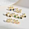 Vnox Small Nature Stone Stud Cartilage Earrings for Women Girls, 8mm Wide Stainless Steel Flat Back Earring for Sensitive Ears