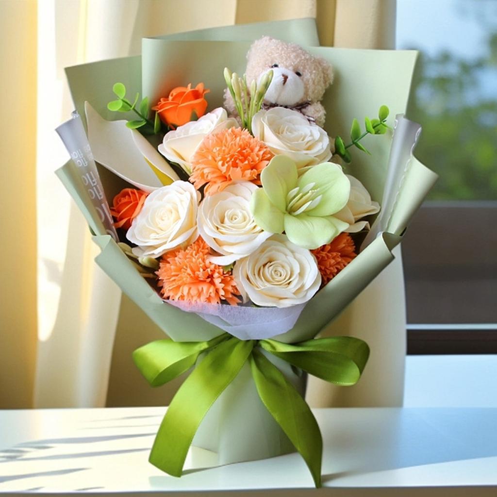 Valentinstagsgeschenke für Ihre Freundin, Neue Rosen-Souvenirs, Realistische Rosen-Seifensträuße