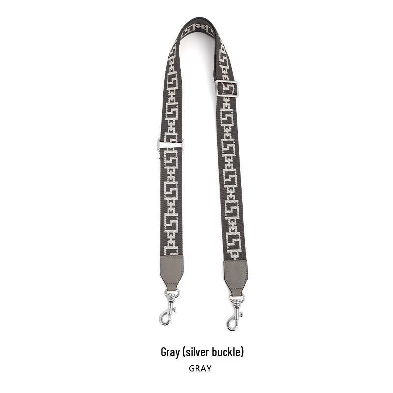 MHS-F-43 Crossbody Bag with Wide Lychee Grain Leather Strap and High-End Canvas Chain Pattern