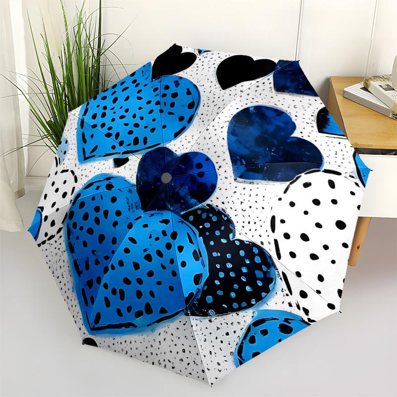 

1pc Heart Print Umbrella Portable Home Essential Umbrella Folding Umbrella Durable Iron Frame yy251128046