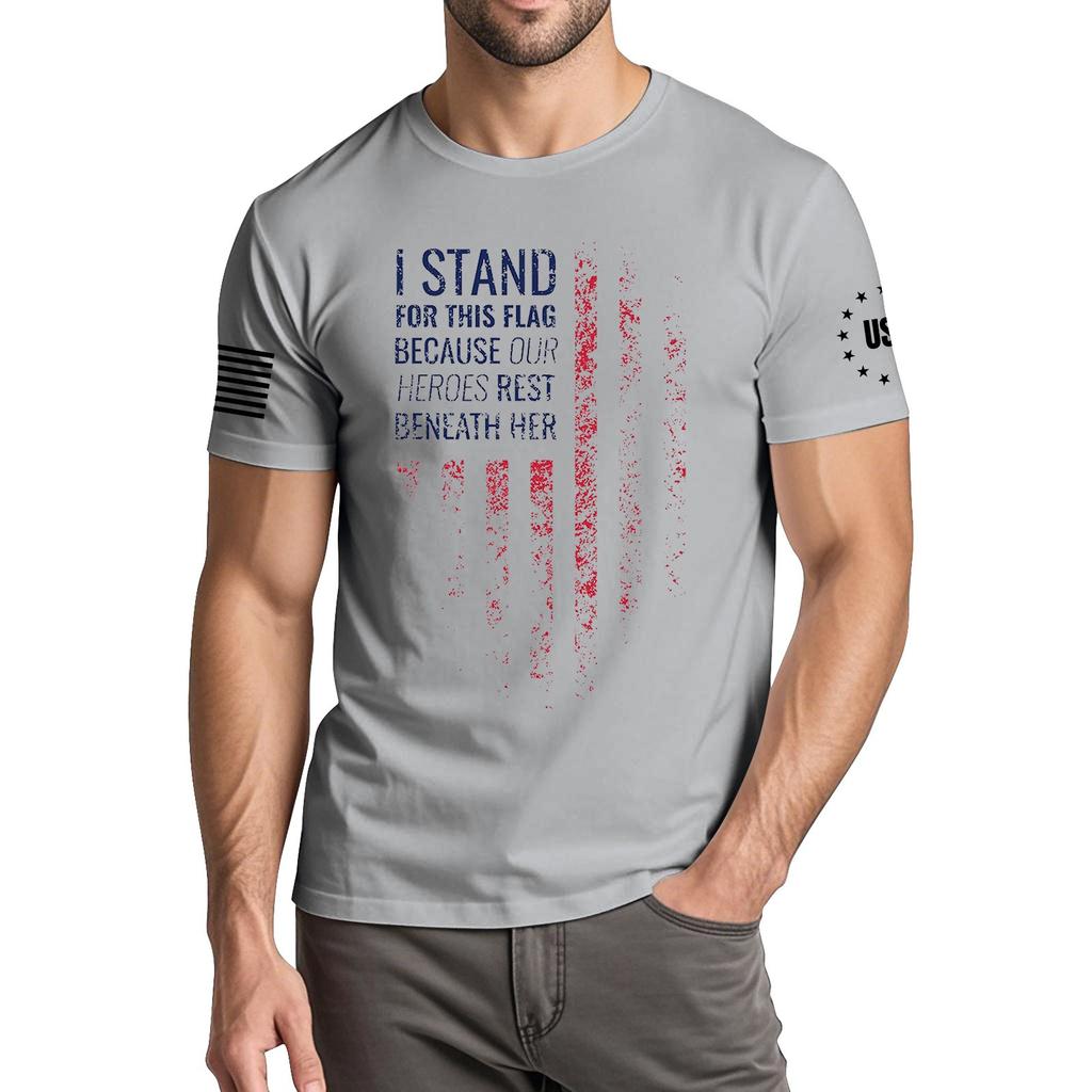 Men's Fashionable Casual Independence Day Printed Round Neck Short Sleeve T-Shirt Top