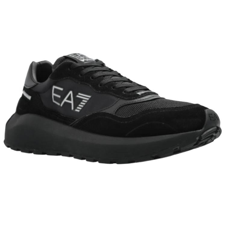 Emporio Armani EA7 Scarpe Casual Basse Punta Tonda Suola Spessa Tessuto Pelle Uomo sneaker Nero X8X186XK401D190