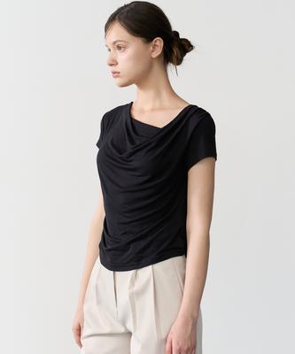 BIBYSEOB Twist Drape T-Shirt Black [T62]