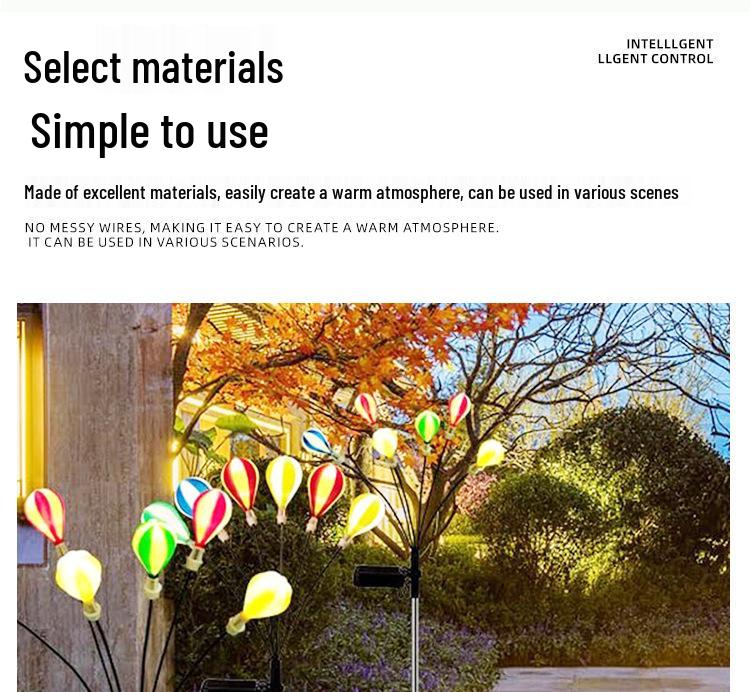 Solar LED Hot Air Balloon Sway Light - Outdoor Waterproof Garden Decor