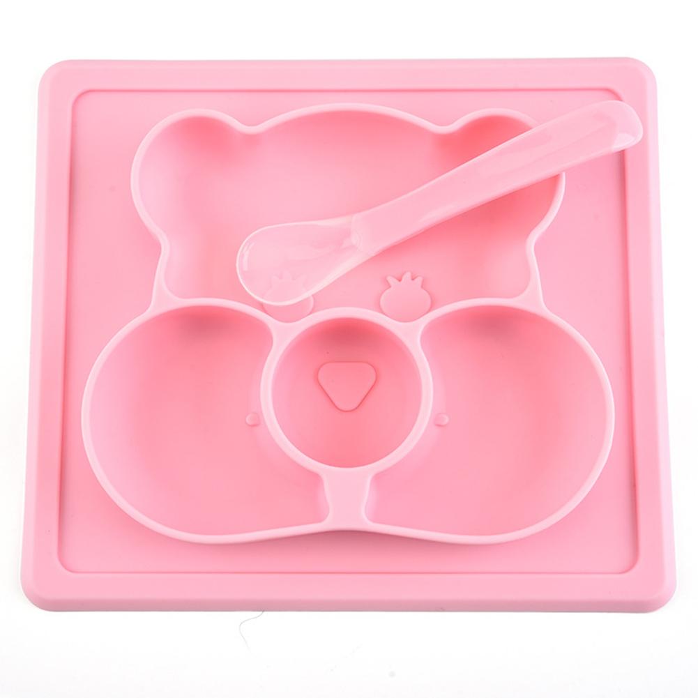 Cute Cartoon Bear Shape Silicone Nonslip Dinner Plate for Kids  Dietary Supplement