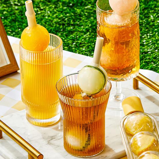 2Pcs 2-in-1 Silicone Popsicle Mold with Straw Quick Freezing Triple Balls Ice Ball Maker BPA-Free Summer Cool Water Drinks Bottle Ice Tray for Yogurt