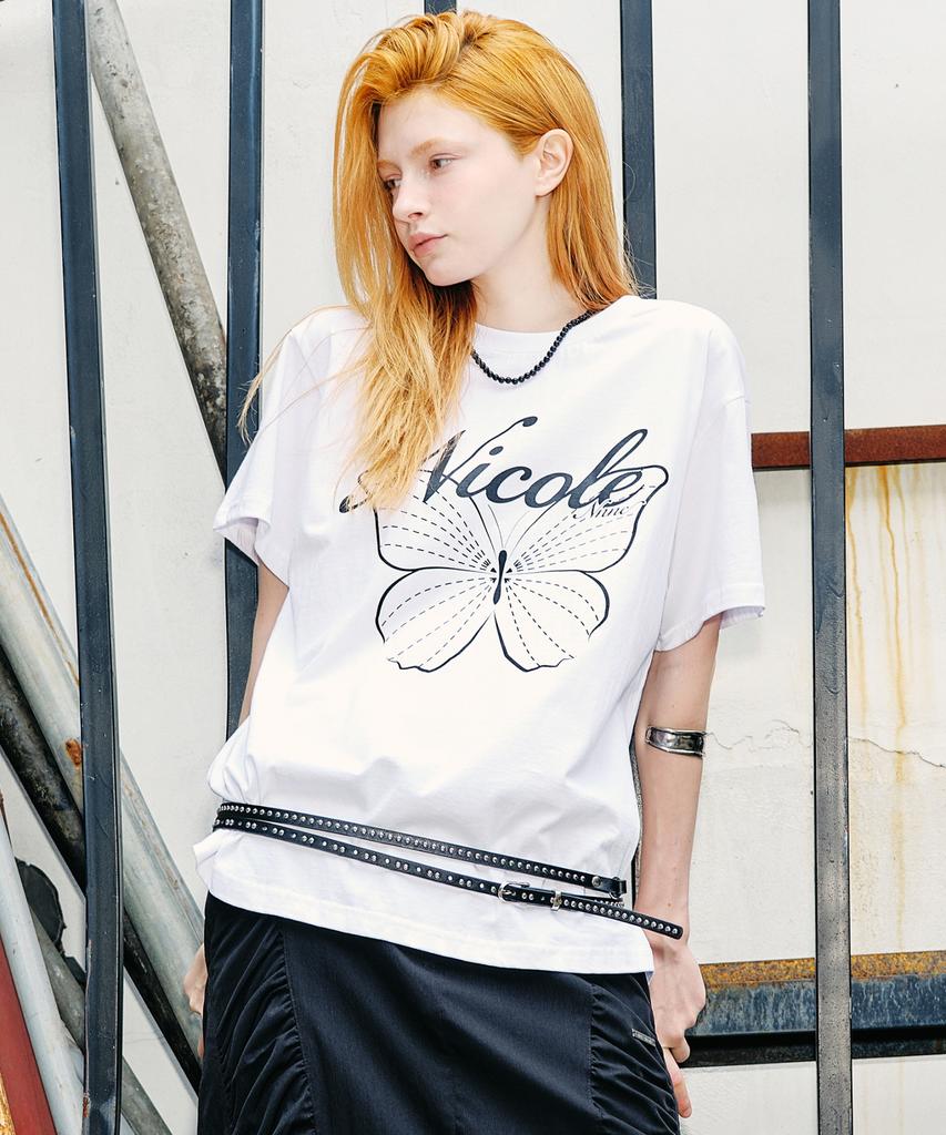 Nigaennikol Nicole Butterfly Sleeve Top_White Black