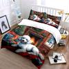 Festive Poodle and Gifts Scene Bedding Duvet Cover Set  (1*Duvet Cover 2*Pillowcases, without duvet insert)