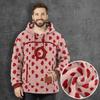 Felpa con cappuccio abbinata in pelle di agnello per uomo e donna, autunno e inverno, vestibilità ampia e casual, calda e confortevole.
