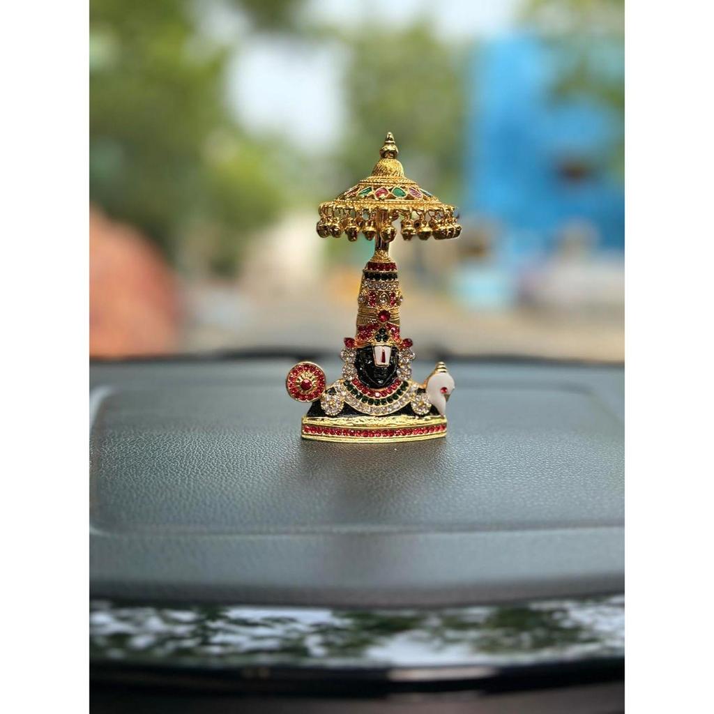 Balaji Tirupati Lord Venkateswara Auto Armaturenbrett Idol mit Kristallsteinen Hindu Gott