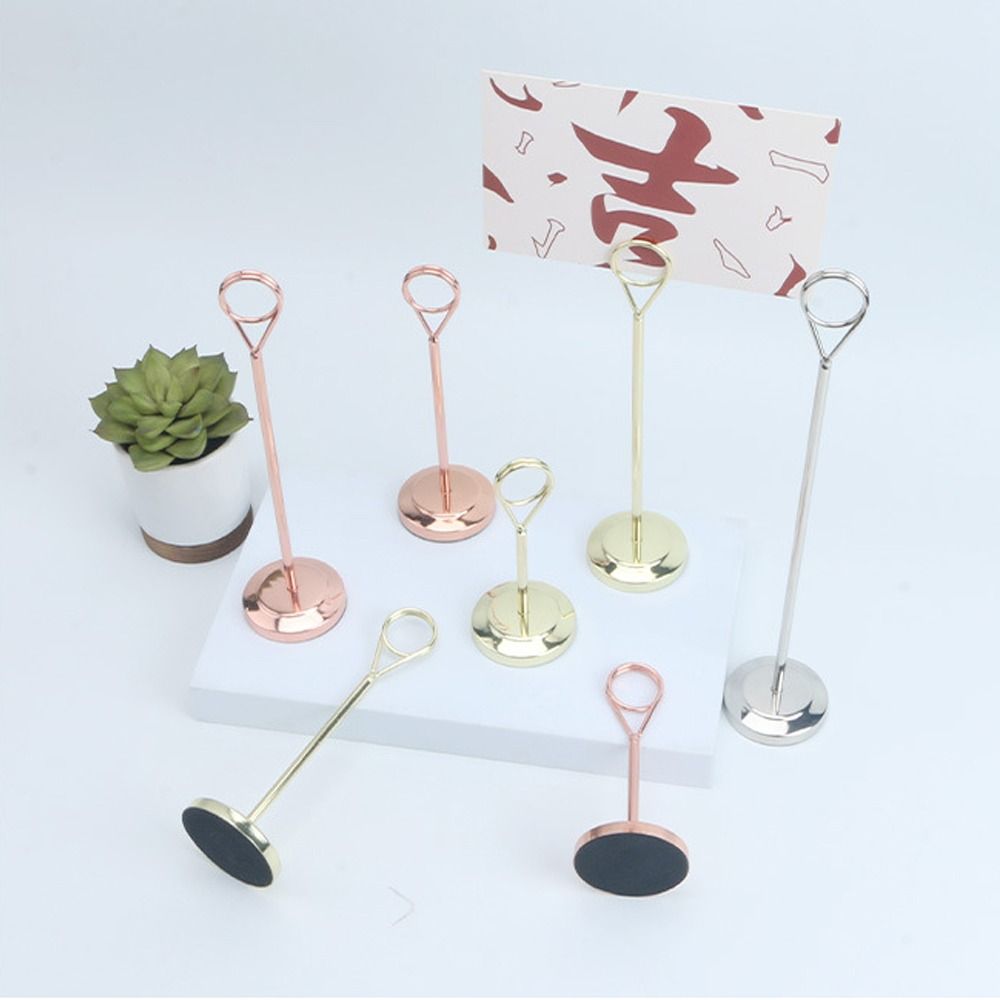 Cute Stainless Steel Round Photo Clip Elegant Note Clamp Stand  Restaurant Table