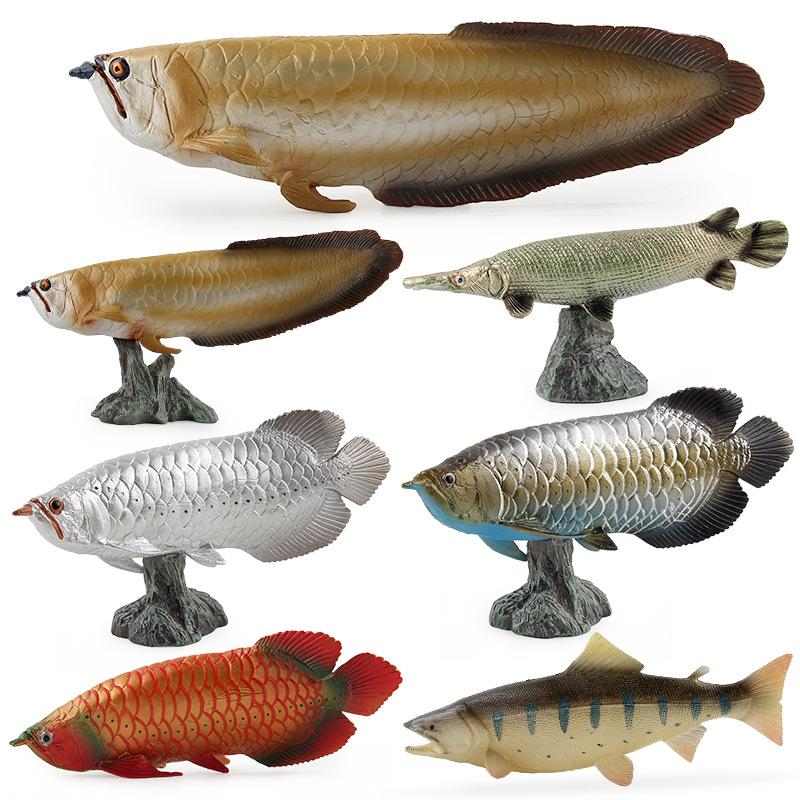 Solid Static Simulation Marine Animal Model Plastic Ornament Golden Arowana Silver Arowana Children'S Toy Figure