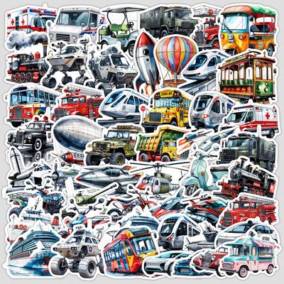 50 Pictures of Non-repeating Transportation Graffiti Stickers Notebook Scooter Suitcase Waterproof Decorative Stickers