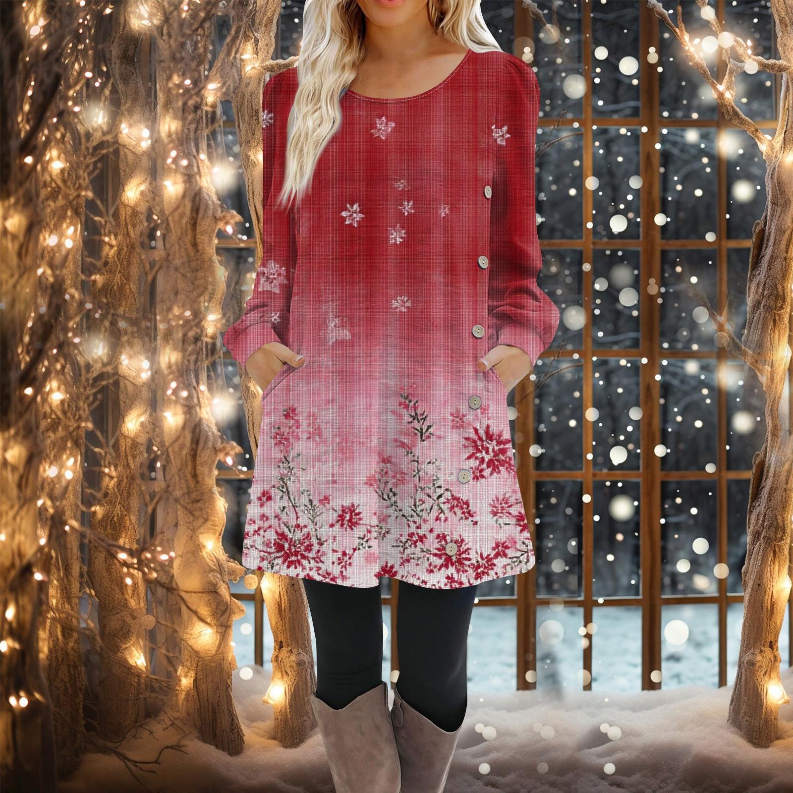 

Женское платье-трапеция с длинным рукавом, повседневное платье-пуловер свободного кроя на пуговицах с карманами XXXL