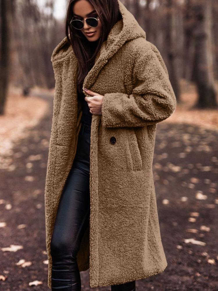 Long Plush Fleece Coat for Women, Soft Warm Winter Outerwear, Multiple Colors Available