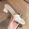 Fashion versatile casual niche open-toed cool slippers women's 2025 summer new high-heeled thick-heeled women's sandals