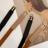 Elegant Vintage Waist Chain Belts Women's Korean Style Sweater Jacket Hooks Elastic Slim Fit Leather Belt