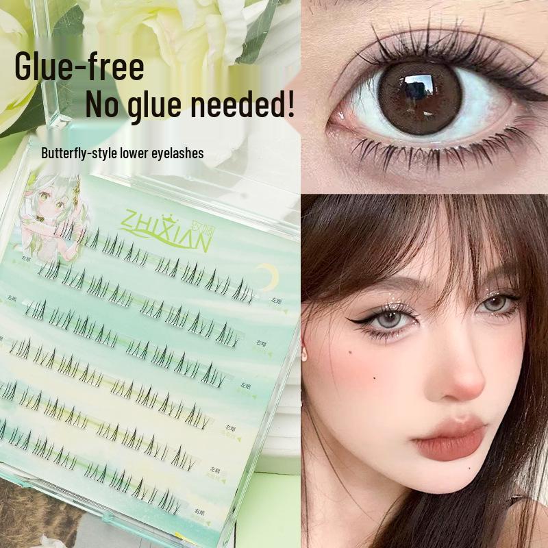 Lotus Elf Girl Glue-Free Removable False Eyelashes - Super Fine Lightweight Single Cluster