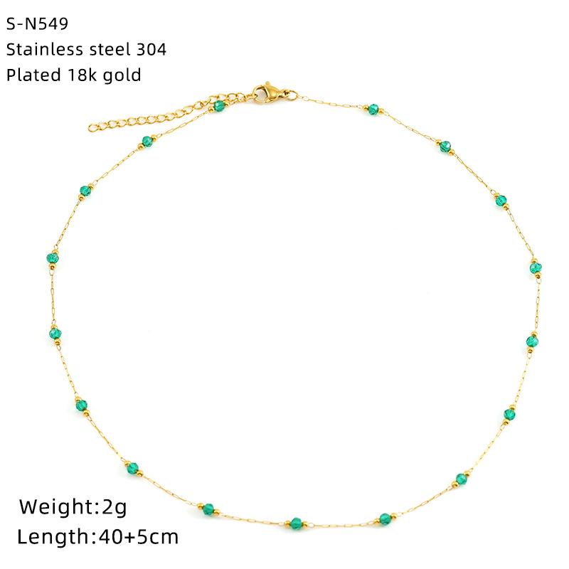 Halskette aus Edelstahl mit glasierten Perlen und Kristallen, süße türkisfarbene Natursteinkette, Persönlichkeit, hochwertige Schlüsselbeinkette