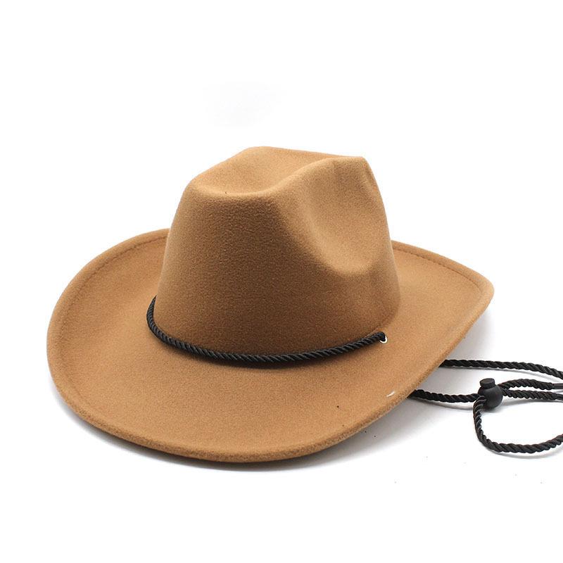 British Style Unisex Curled Brim Woolen Cowboy Hat Square Top Wool Felt Hat Retro Style for Daily Party M(56-58cm) хаки