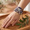 6Pcs/Set Women Bracelet Bohemia Style Elastic Rope Beads Bracelet with Palm Charm Adjustable Length Multi-layer Stackable Bracelets