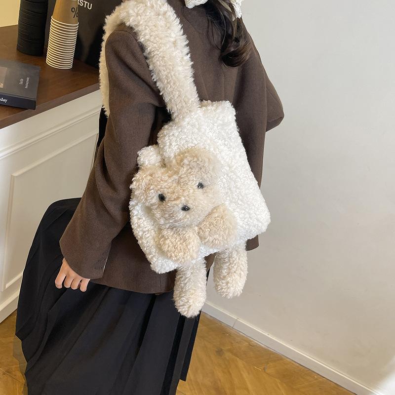 Large-capacity Bucket Bag, Cute Cartoon Bear Armpit Bag, Commuting Single-shoulder Bag