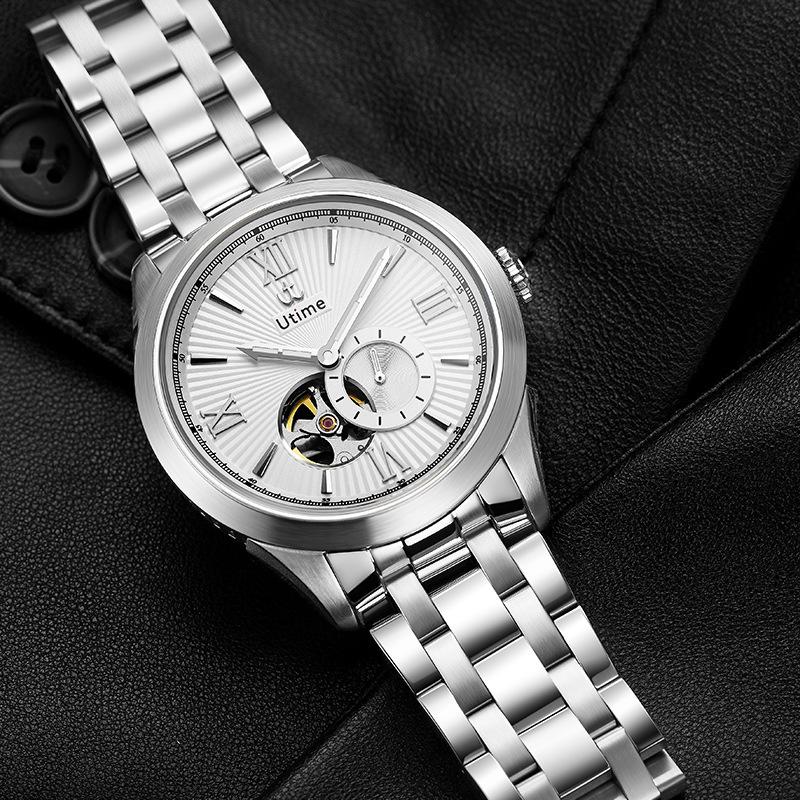 Utime High-End Mechanical Watch Men'S Fully Automatic Mechanical Watch Fashion Trend Solid Steel Strap Waterproof Watch