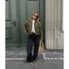 Fall Winter Women's Oversized Suede Batwing Sleeve Zip Up Aviator Jacket Casual Outerwear