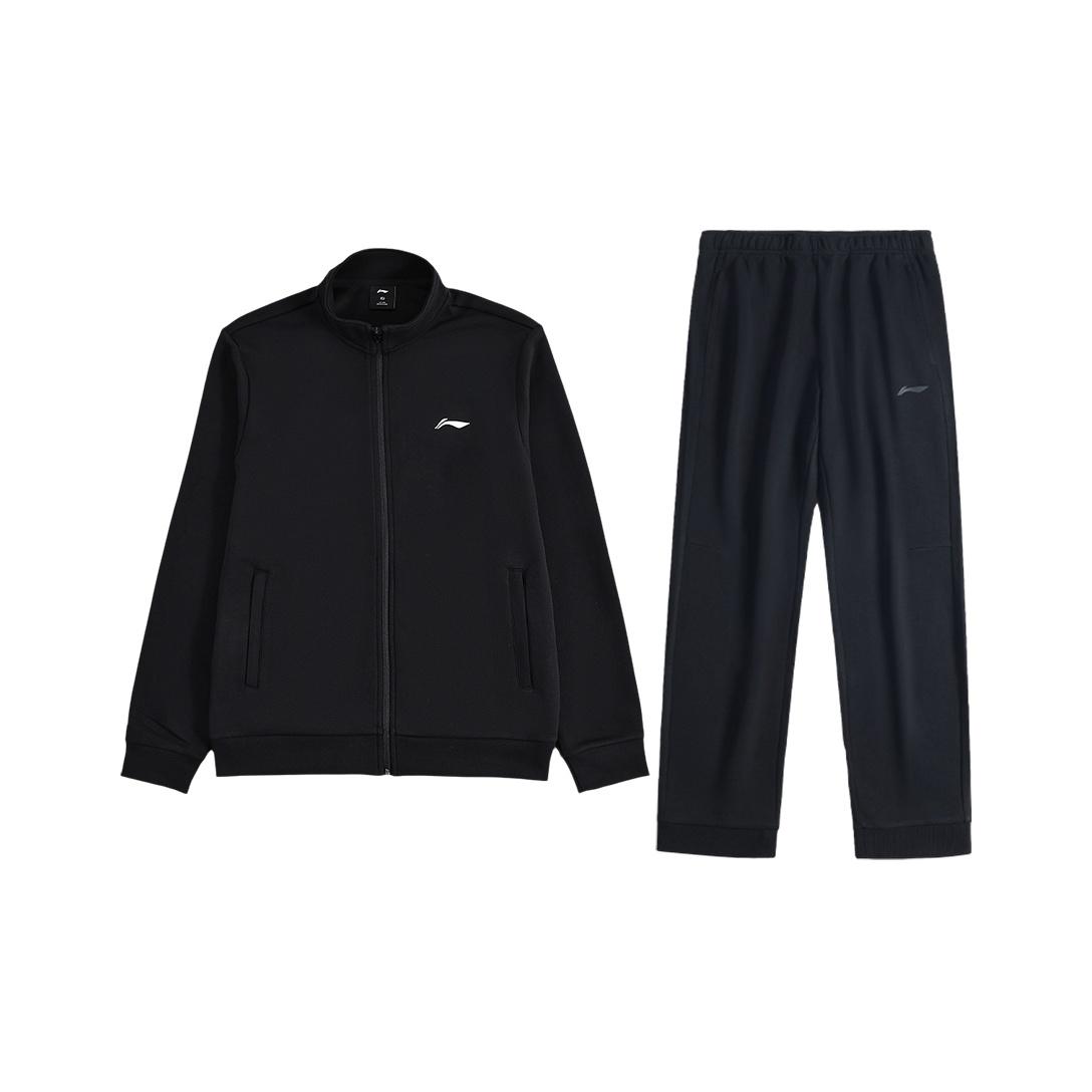 

Li-Ning Mens Fitness Series Campus Stand Collar Comfortable Simple Loose Straight Commuting Casual Sports Suit Men suit YWDV349-1+AKLUA73-1 S
