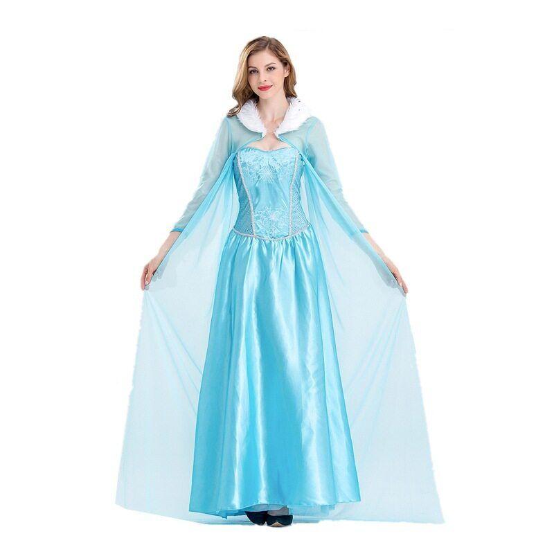 Halloween S-4Xl Princess Dress Adult Costume Frozen Elsa Elsa Princess Dress Cosplay Dance Party Skirt+Cloak S