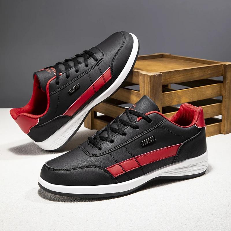 Shoes for Lace Up Footwear Vulcanized Men Leather Sneaker Casual Comfortable Non-Slip  Sports Shoes Men Outdoor Footwear Tennis