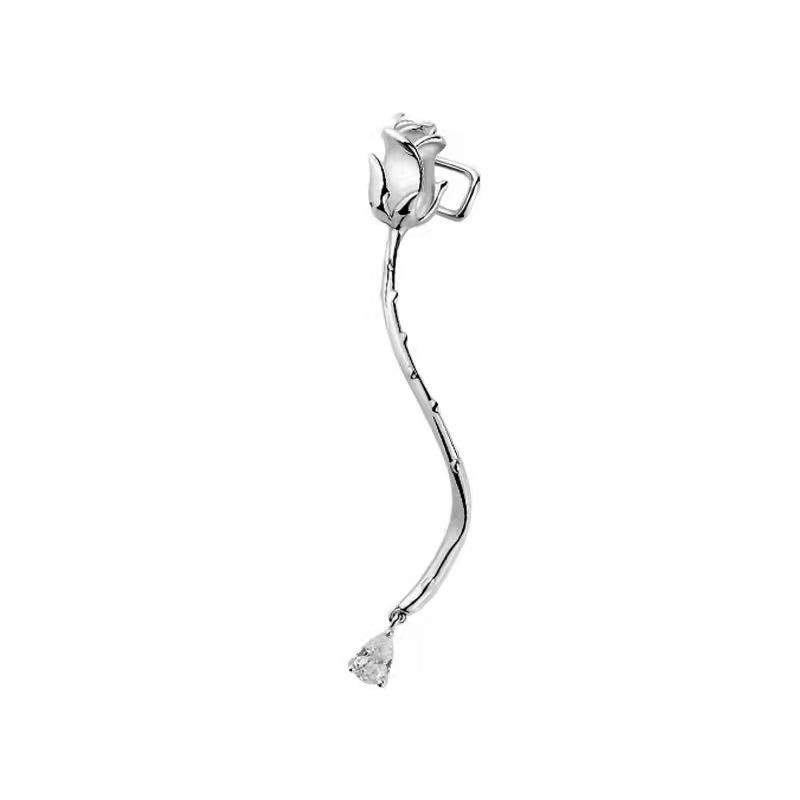 

A rose ear hanging light luxury stud earrings cold wind earrings design sense earrings