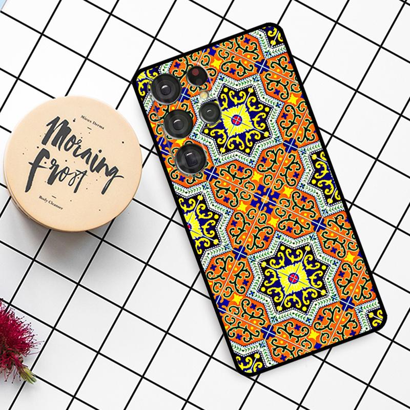 Moroccan Mosai Tile Pattern Case For Samsung Galaxy S23 S21 Ultra S22 S20 FE S8 S9 S10 Note 10 Plus Note 20 Ultra Cover