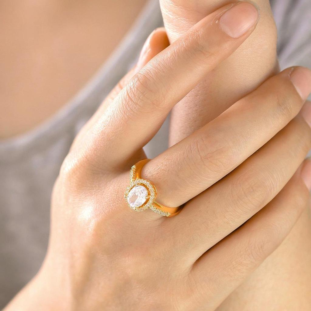Adjustable Oval Zircon Ring - European American Design